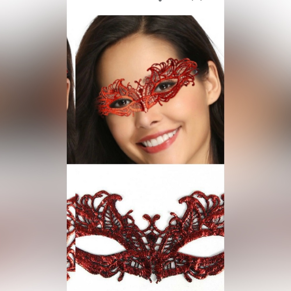 Elegant Red Lace Masquerade Mask